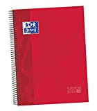 Oxford, cahier quadrillé A4 5x5, couverture rigide, 10 bandes de couleur, 150 feuilles micro-perforées, couleur rouge
