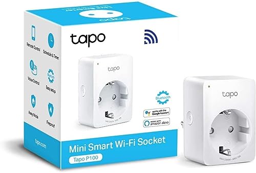 Tapo Prise Connectée WiFi, Prise Intelligente compatible avec Alexa et Google Home, 10A Type F, Contrôler le ventilateur, la cafetière, la lampe à distance, aucun hub requis, Tapo P100(1-pack)
